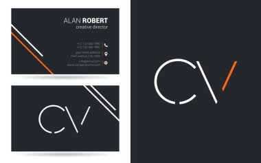 Kontur harfler Cv simgesi tasarım ve kartvizit şablonu 