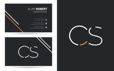 Kontur harfler Cs simgesi tasarım ve kartvizit şablonu 