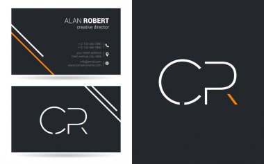 Kontur harfler Cr simgesi tasarım ve kartvizit şablonu 