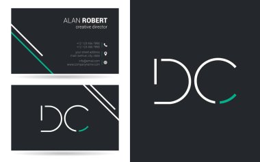 Kontur harfler Dc simgesi tasarım ve kartvizit şablonu