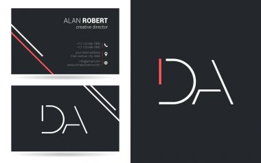 Kontur mektuplar Da simgesi tasarım ve kartvizit şablonu 