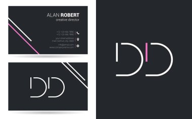 Kontur harfler Dd simgesi tasarım ve kartvizit şablonu