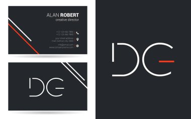 Kontur harfler Dg simgesi tasarım ve kartvizit şablonu