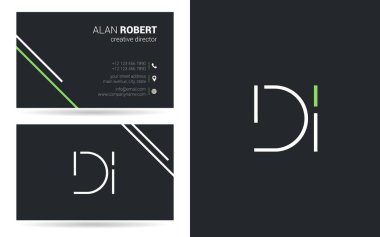 Kontur harfler Di simgesi tasarım ve kartvizit şablonu