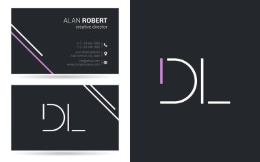 Kontur harfler Dl simgesi tasarım ve kartvizit şablonu