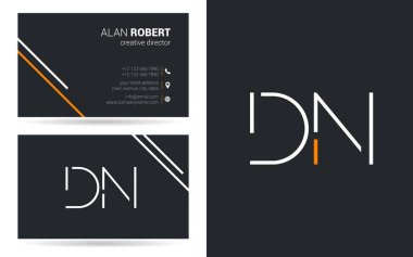 Kontur harfler Dn simgesi tasarım ve kartvizit şablonu