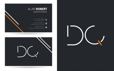 Kontur harfler Dq simgesi tasarım ve kartvizit şablonu