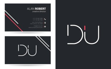 Kontur harfler Du simgesi tasarım ve kartvizit şablonu