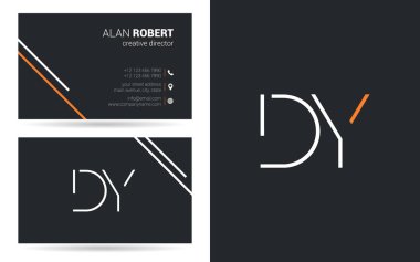 Kontur harfler Dy simgesi tasarım ve kartvizit şablonu