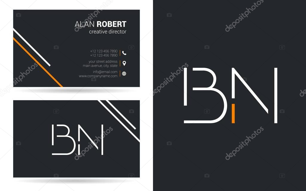Stroke letters BN  icon design and business card template