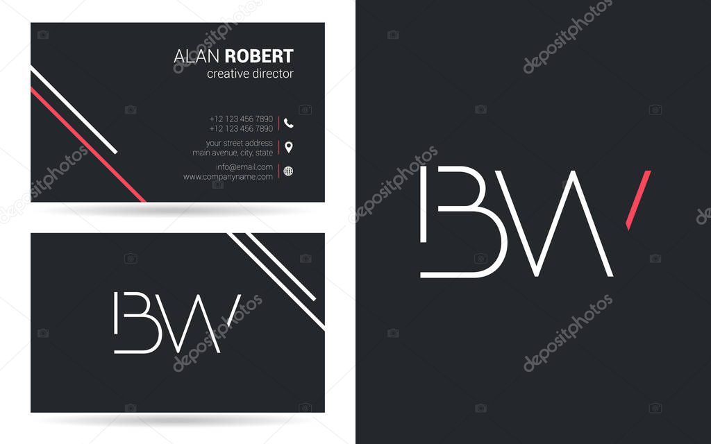 Stroke letters BW  icon design and business card template