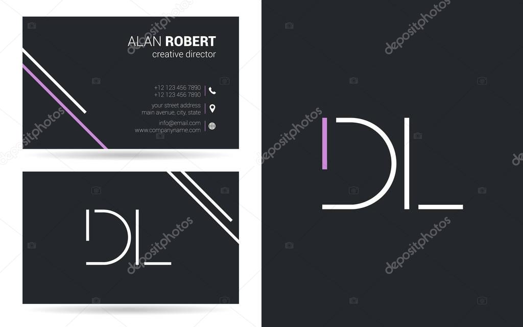 Stroke letters DL  icon design and business card template