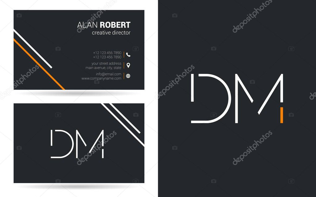 Stroke letters DM  icon design and business card template