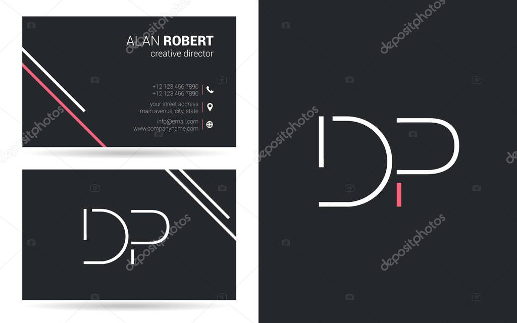 Stroke letters DP  icon design and business card template