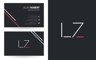 Kontur harf Lz logo tasarım ve kartvizit şablonu 