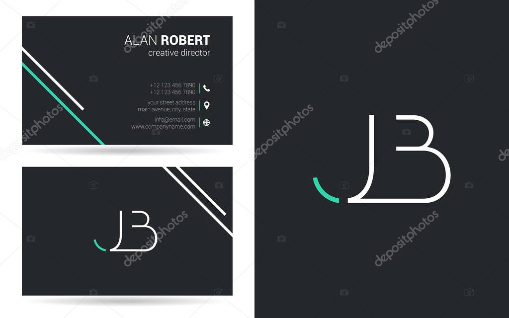 Stroke letters  Jb logo design and business card template