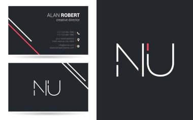 Kontur Harf Nu logo tasarım ve kartvizit şablonu, vektör çizim    