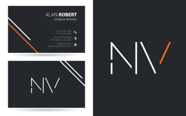 Kontur harfler La logo tasarım ve kartvizit şablonu, vektör çizim    