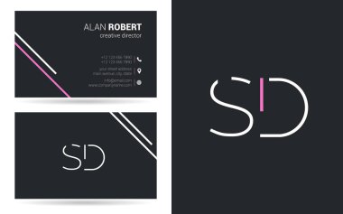 SD kontur logo tasarım ve kartvizit şablonu, vektör çizim