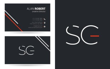 SG kontur logo tasarım ve kartvizit şablonu, vektör çizim