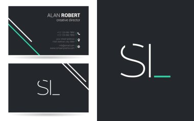SL kontur logo tasarım ve kartvizit şablonu, vektör çizim