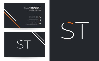 St kontur logo tasarım ve kartvizit şablonu, vektör çizim
