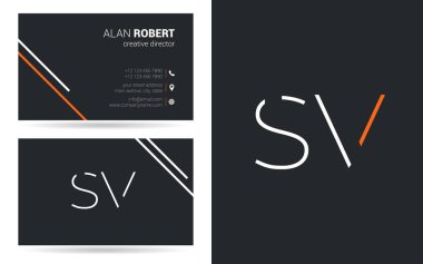 SV kontur logo tasarım ve kartvizit şablonu, vektör çizim