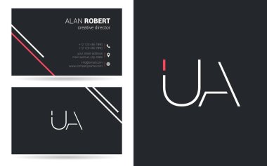 UA kontur logo tasarım ve kartvizit şablonu, vektör çizim