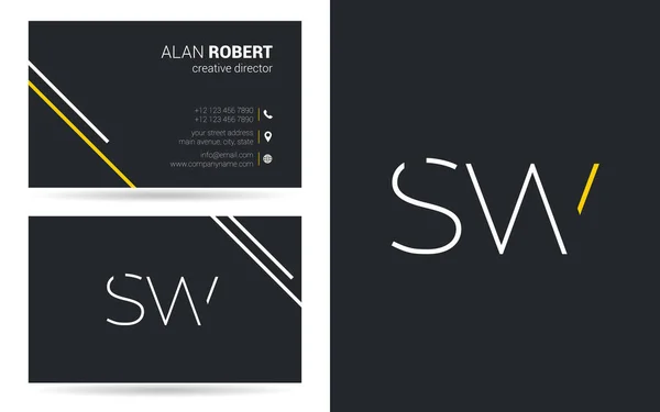 Stroke Logo Design Business Card Template Vector Illustration — Stock Vector