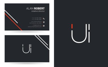 UI kontur logo tasarım ve kartvizit şablonu, vektör çizim