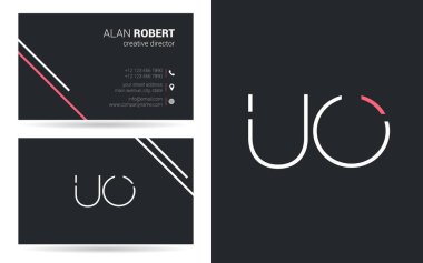 uo kontur logo tasarım ve kartvizit şablonu, vektör çizim