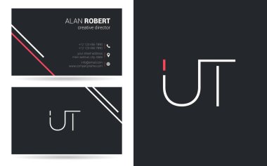 UT kontur logo tasarım ve kartvizit şablonu, vektör çizim