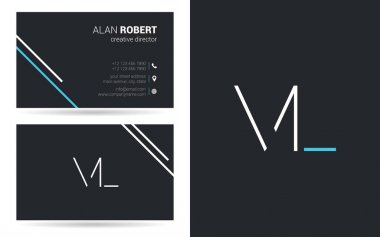 VL kontur logo tasarım ve kartvizit şablonu, vektör çizim