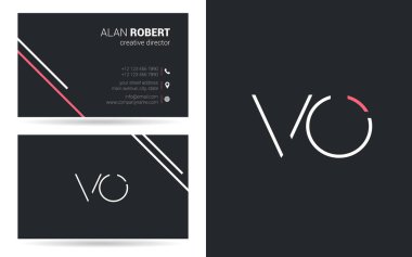 Vo kontur logo tasarım ve kartvizit şablonu, vektör çizim
