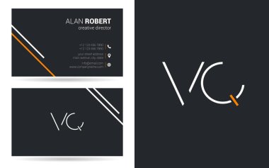 VQ kontur logo tasarım ve kartvizit şablonu, vektör çizim