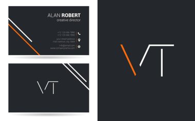 VT kontur logo tasarım ve kartvizit şablonu, vektör çizim