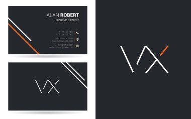 VX kontur logo tasarım ve kartvizit şablonu, vektör çizim