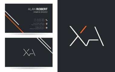 XA kontur logo tasarım ve kartvizit şablonu, vektör çizim