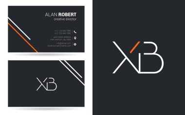 XB kontur logo tasarım ve kartvizit şablonu, vektör çizim