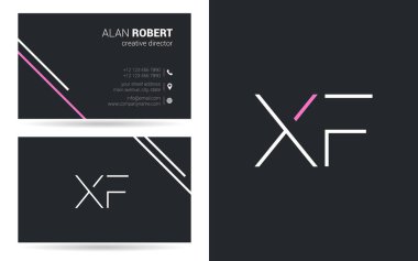 XF kontur logo tasarım ve kartvizit şablonu, vektör çizim