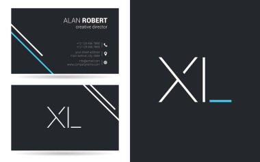 XL kontur logo tasarım ve kartvizit şablonu, vektör çizim