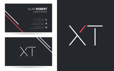 XT kontur logo tasarım ve kartvizit şablonu, vektör çizim