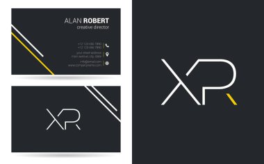 XR kontur logo tasarım ve kartvizit şablonu, vektör çizim