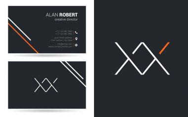 xx kontur logo tasarım ve kartvizit şablonu, vektör çizim