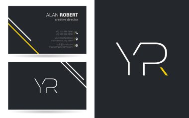 yr kontur logo tasarım ve kartvizit şablonu, vektör çizim