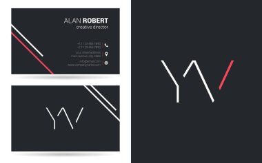 YV kontur logo tasarım ve kartvizit şablonu, vektör çizim