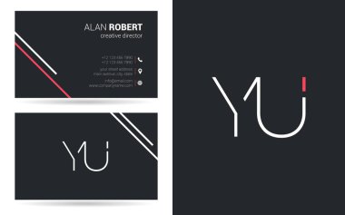 yu kontur logo tasarım ve kartvizit şablonu, vektör çizim