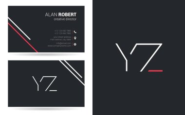 YZ kontur logo tasarım ve kartvizit şablonu, vektör çizim