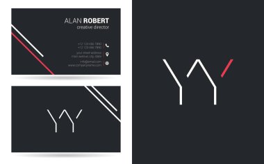 yy kontur logo tasarım ve kartvizit şablonu, vektör çizim