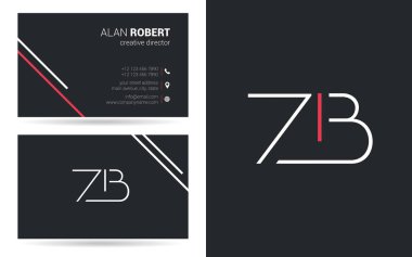 logo tasarım Zb harfler, kontur stili yazı tipi, kartvizit şablonu 